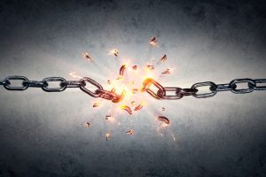 chain which breaks under pressure with the back wall